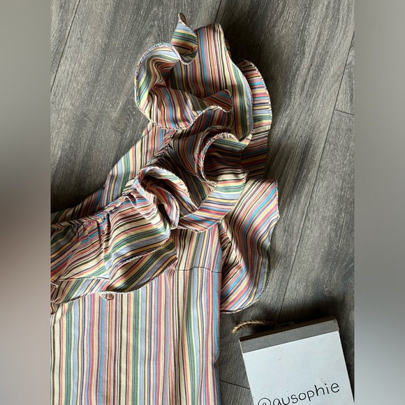 Petersyn Arabella Sunset Cold Shoulder Striped Cotton Avant Garde-esque Blouse M - Picture 6 of 14